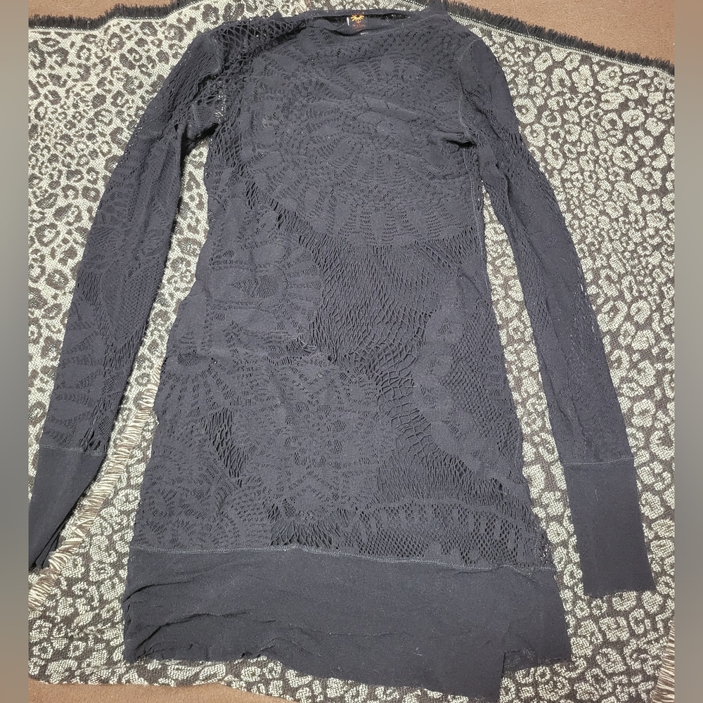 Jean Paul Gaultier Black Mesh Lace Pullover Dress